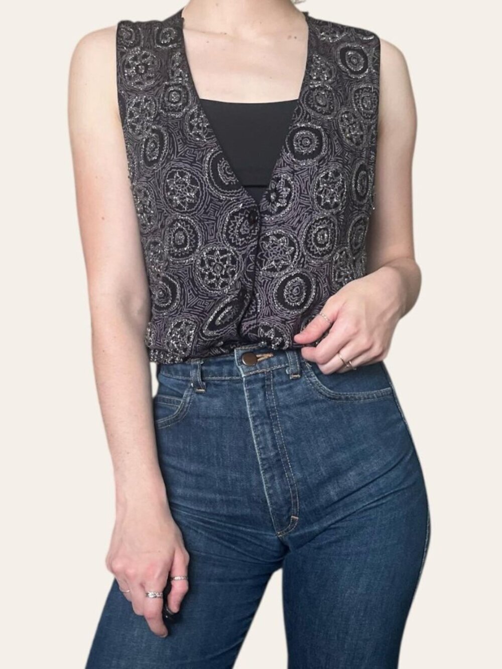Electrify New York 90s vintage beaded whimsigoth vest - Large